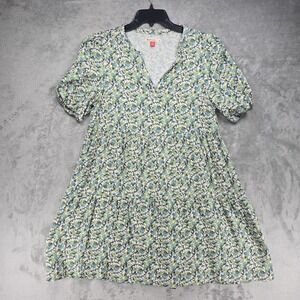 Marine Layer Jamie Gauzy Tiered Mini Dress Floral Short Sleeve Medium Pockets